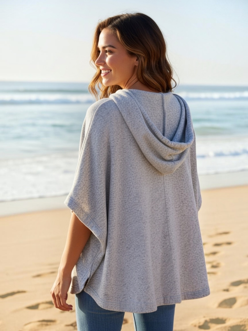 Quiksilver Heather Gray Hooded Beach Poncho - Picture 6 of 9